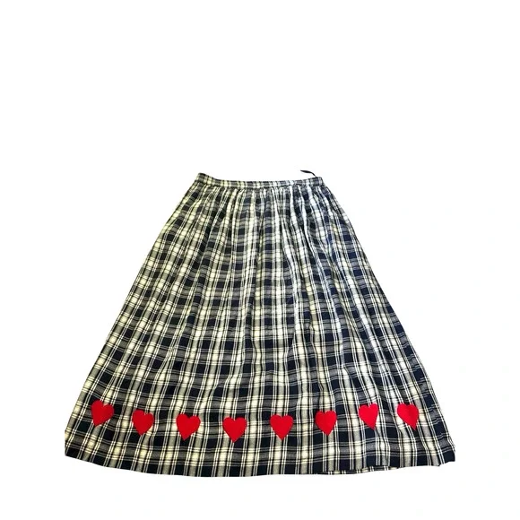 Vtg The Eagles Eye Primitive Plaid Embroidered Heart Skirt XL Valentine Country - Picture 8 of 10